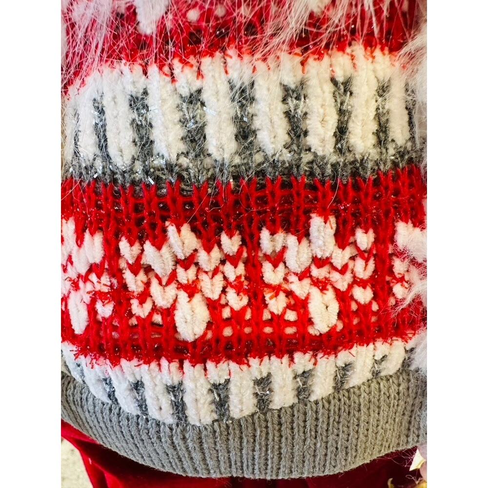Santa Claus Figurine 24" Red Sweater Sequin Hat Christmas Decoration Holiday Fig - Picture 7 of 16